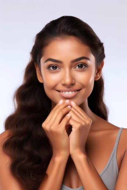 Jeune et belle mannequin indienne dans un concept de soin de la peau