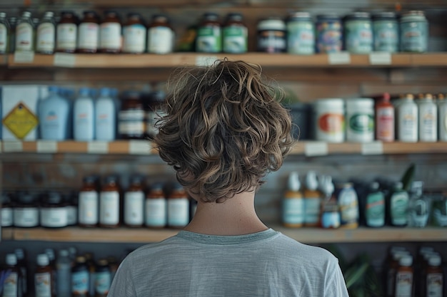 Une jeune et belle personne décidant de faire l'épicerie en choisissant de la nourriture dans un dépanneur repas biologique sain