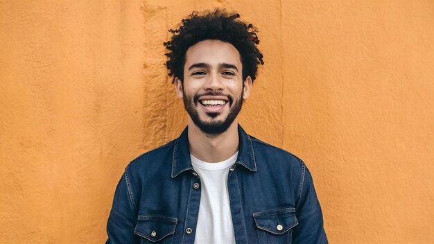 Un jeune Brésilien isolé sur un fond blanc heureux et souriant