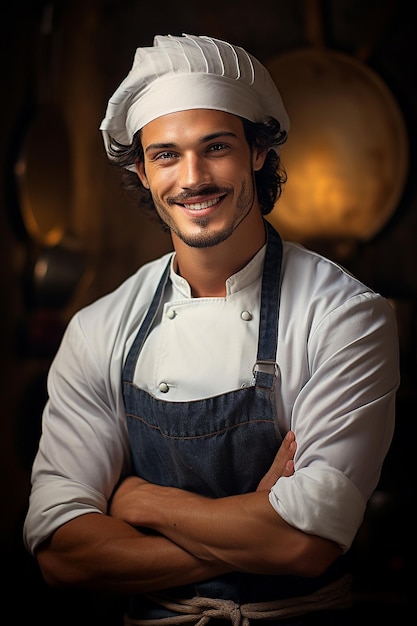 jeune chef sur fond blanc