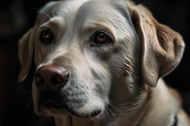 Jeune chien labrador blanc en gros plan