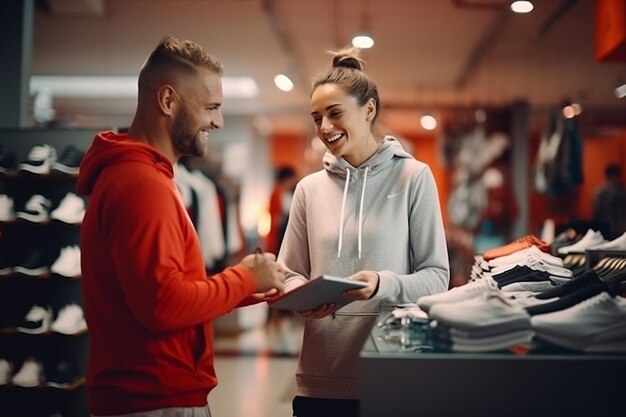 Photo jeune consultant accompagnant les clients dans leur sélection