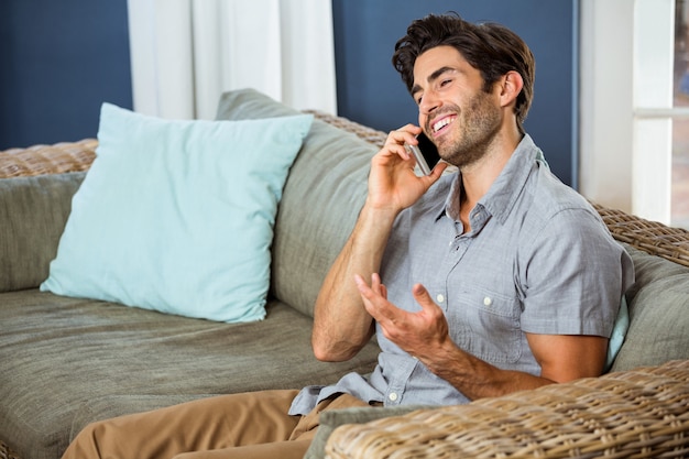 Jeune, conversation, mobile, téléphone