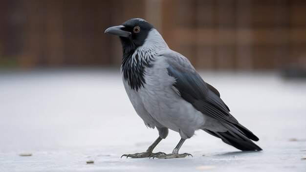 Jeune corbeau carrion corvus corone sur un blanc isolé