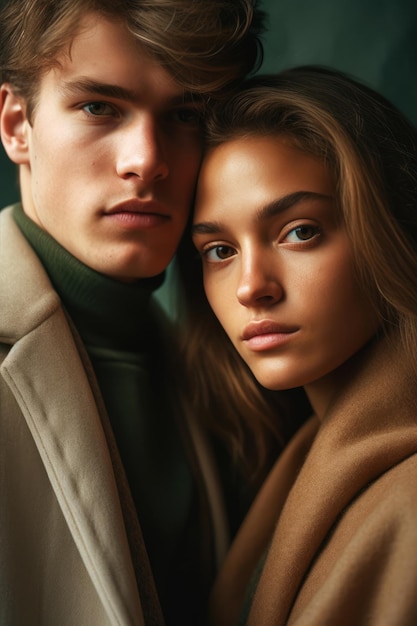 Un jeune couple dans un portrait en studio