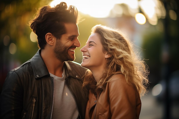 Un jeune couple à l'extérieur