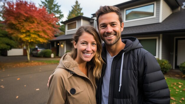 Un jeune couple heureux se promène dans la rue de la vieille ville Concept de voyage et de rencontre