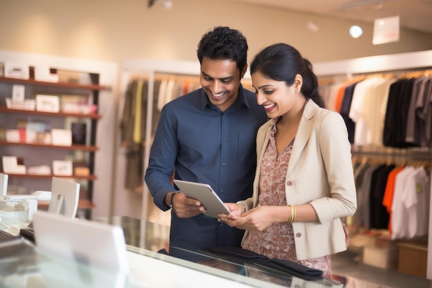 Jeune couple indien faisant du shopping ensemble