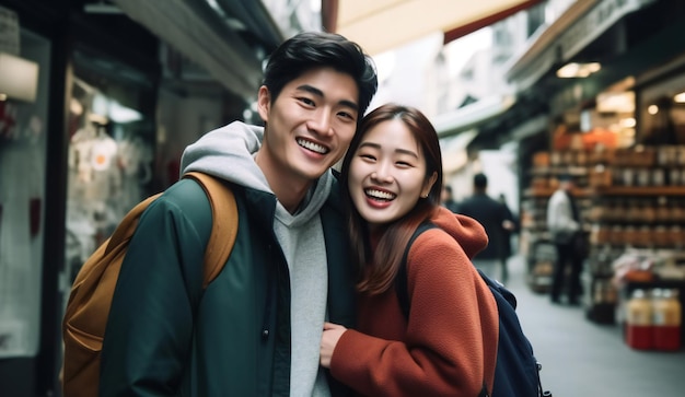 Jeune couple japonais passant du temps ensemble à Tokyo