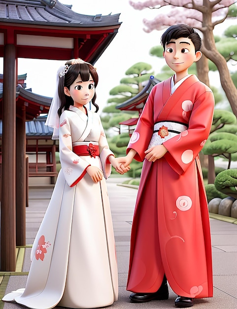Jeune couple japonais se marie
