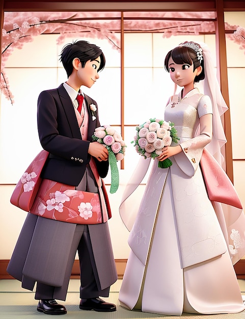 Jeune couple japonais se marie