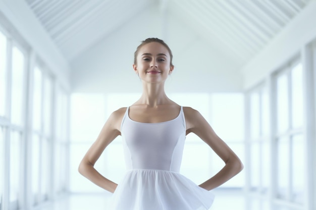 Photo une jeune danseuse de ballet dansant dans le studio