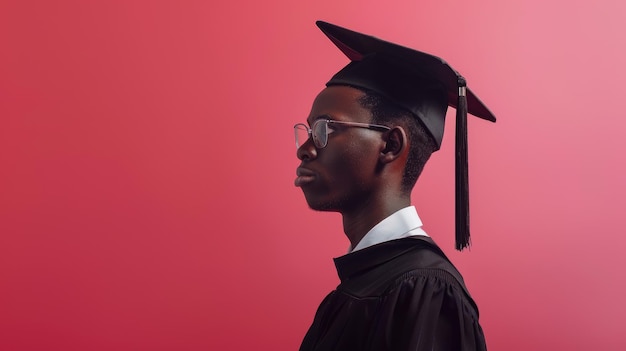Un jeune diplômé confiant avec une casquette et une robe, un avenir plein d'espoir
