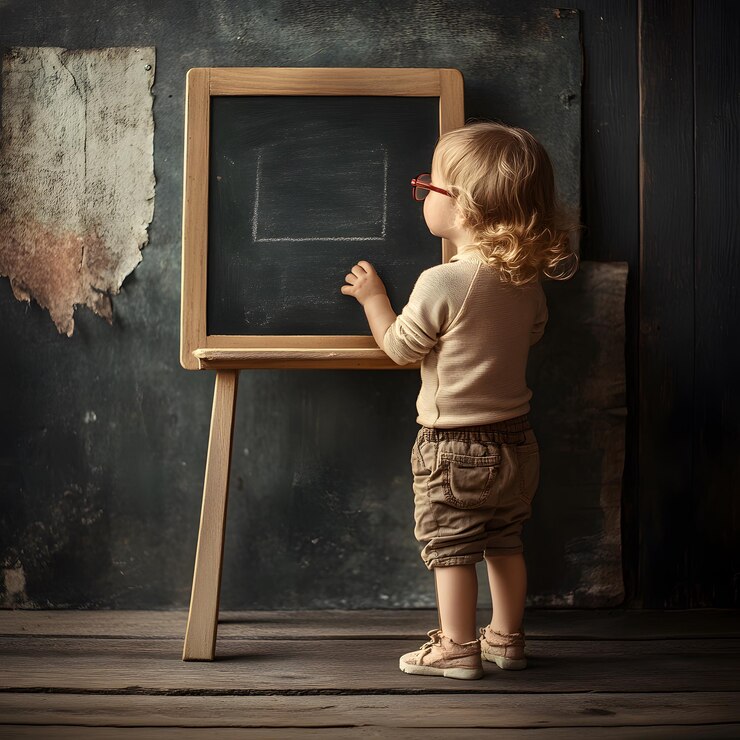 Photo un jeune enfant assume avec confiance le rôle d'enseignant.