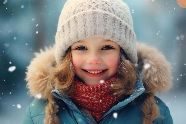 jeune enfant sous la neige AI généré