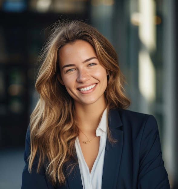 Une jeune enseignante heureuse.