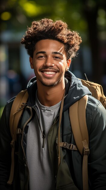 Photo jeune étudiant adolescent hispanique souriant confiant tenant des livres à l'université