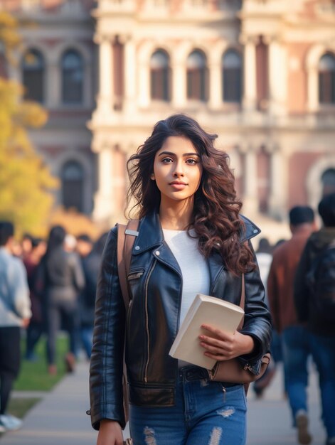 Une jeune étudiante sur le campus.