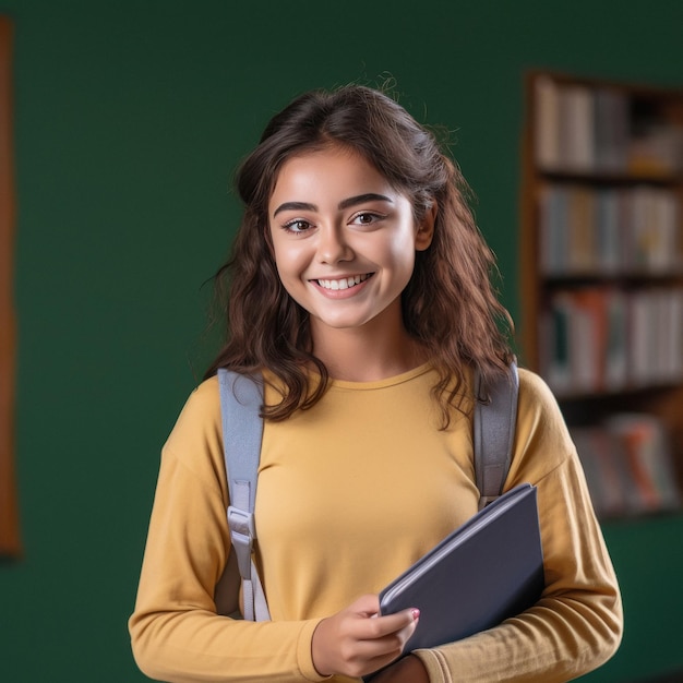 Une jeune étudiante indienne souriante