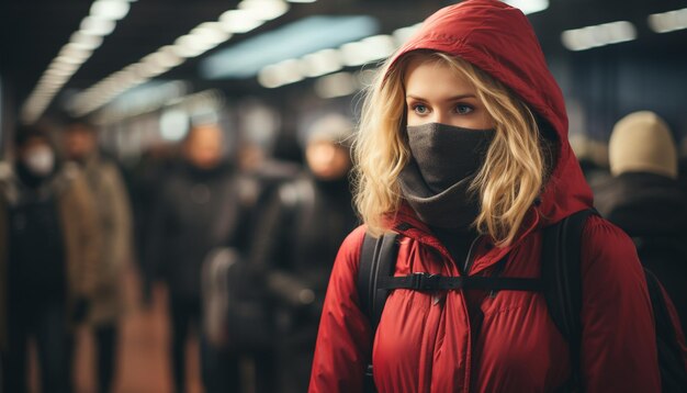 Une jeune femme adulte qui se promène dans la ville la nuit générée par l'intelligence artificielle