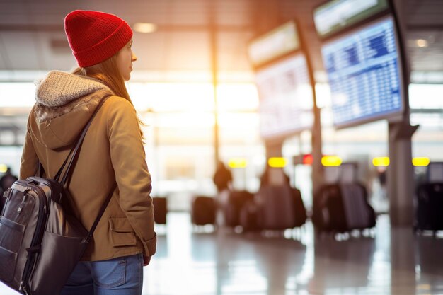 une jeune femme à l'aéroport