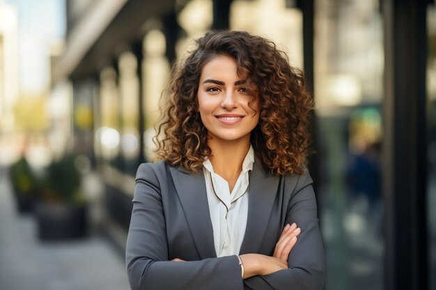 Jeune femme d'affaires professionnelle heureuse, jolie et souriante, Generative Ai