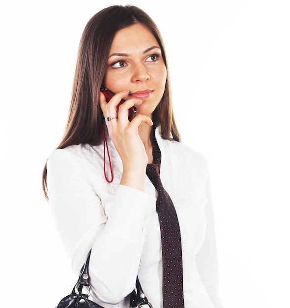 Jeune femme d'affaires avec téléphone