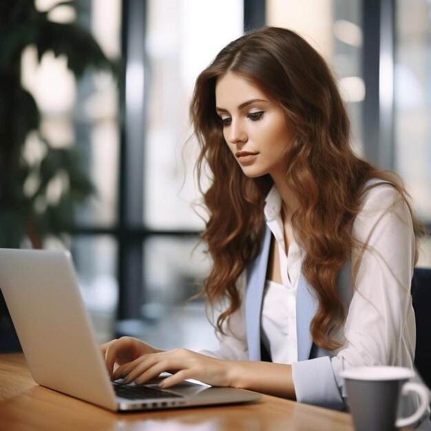 jeune femme d'affaires travaillant sur un ordinateur portable au bureau