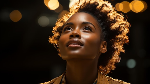 jeune femme africaine avec une coiffure afro