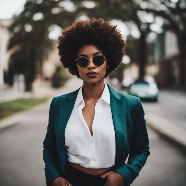 Une jeune femme afro adulte respire l'image de confiance générée par IA