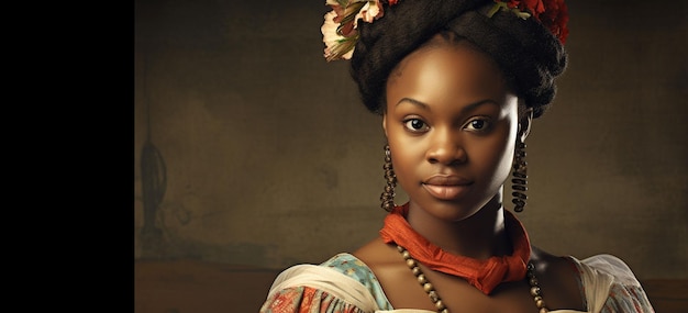 Une jeune femme afro-américaine en costume traditionnel