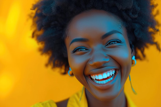 Photo une jeune femme afro-américaine excitée avec une expression aigre