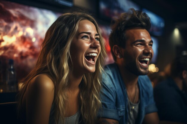 une jeune femme applaudissant l'équipe de football