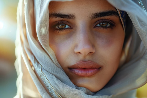 Une jeune femme arabe en hijab Yashmak