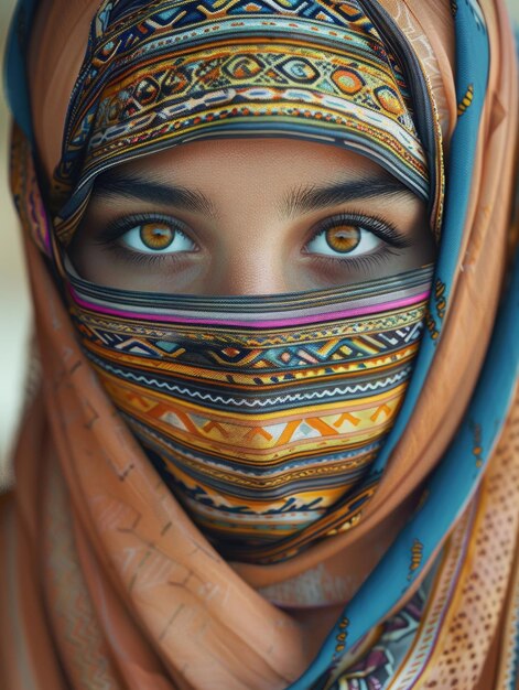 Une jeune femme arabe avec un voile sur la tête