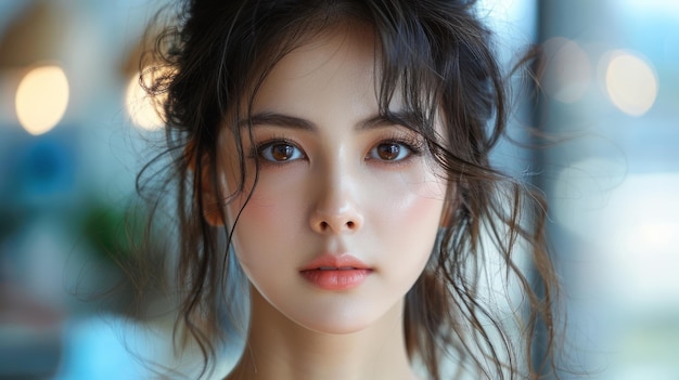 Jeune femme asiatique concept de mode photo de beauté soin de la peau soin du corps