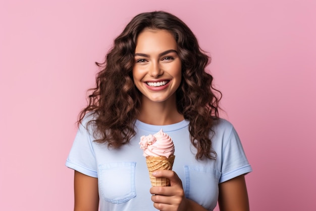 jeune femme asiatique dans le style d'été tient de délicieuses glaces