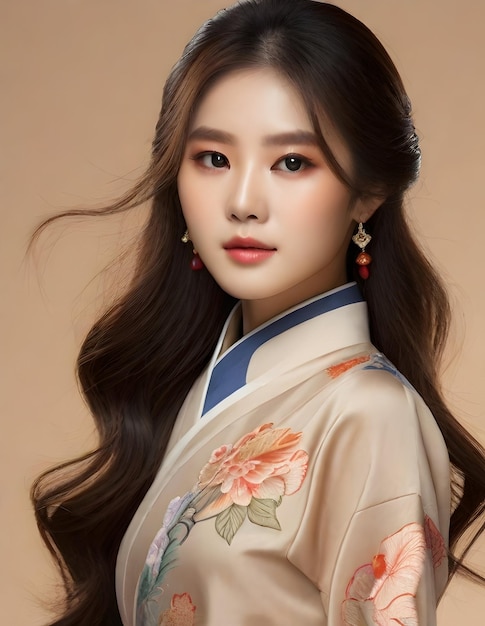 Une jeune femme asiatique mariée maquillage coréen look simple Ai généré