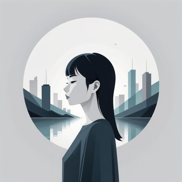 jeune femme asiatique en robe noire debout près des bâtiments de la ville jeune femme asiatique en robe noire