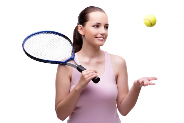 Jeune femme au concept sportif isolé sur le blanc