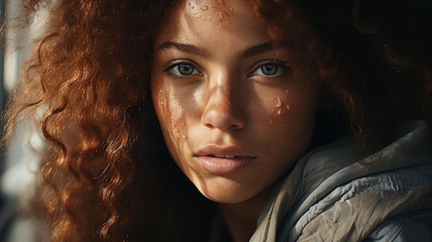 jeune femme aux cheveux bouclés