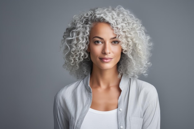 Une jeune femme aux cheveux bouclés.