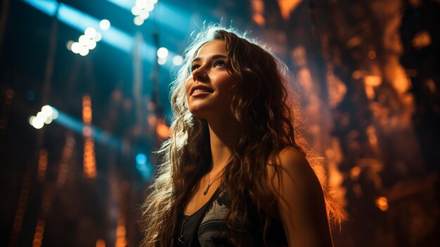 une jeune femme avec une balle de disco