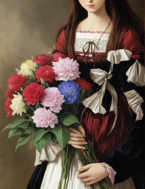 Une jeune femme avec de belles fleurs