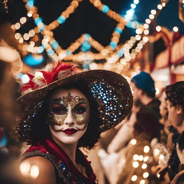 Photo une jeune femme célèbre le carnaval avec un masque