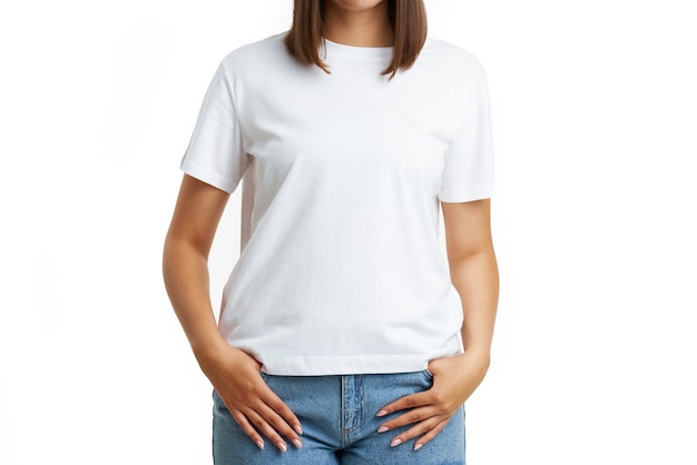 Jeune femme en chemise blanche isolée. photo de haute qualité