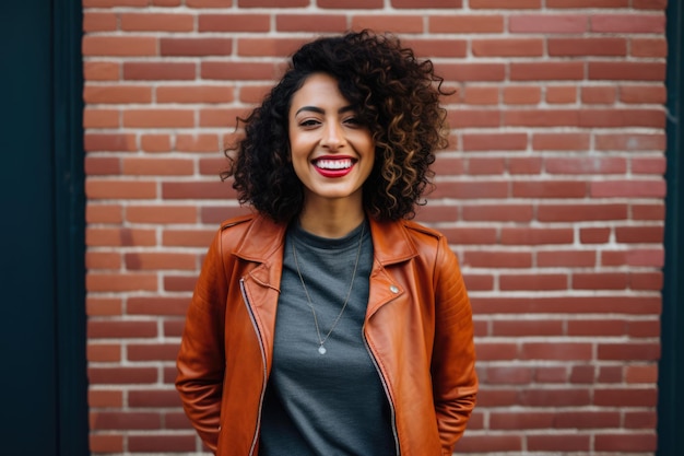 Une jeune femme confiante souriante.