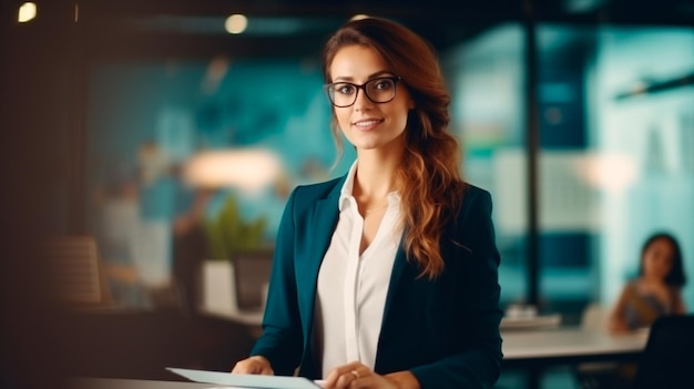 jeune femme dans l'intérieur du bureau