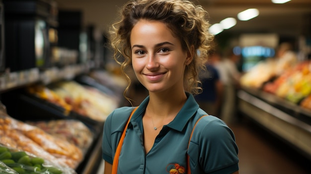 Photo une jeune femme dans un supermarché