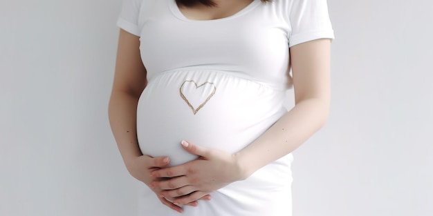 Jeune femme enceinte sur fond blanc